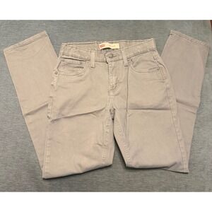 Levis 511 Slim Fit Boys Grey Twill Pants Size 14 Reg W27 L29 Adjustable Waist